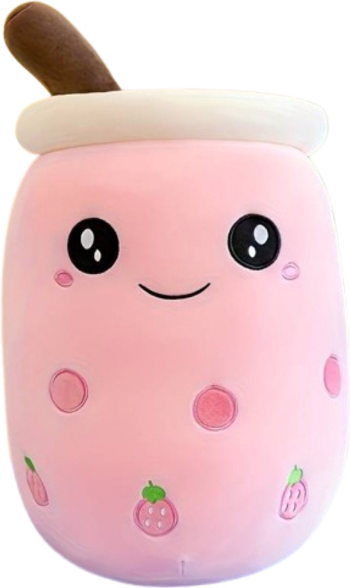Bubble Tea Knuffel - Teedz - Cadeau - Valentijn -Valentijnsdag - Liefde - Love - Kinderen - Pluche - Kleurrijk - Kussen - Roze - Aardbei - Decor - Speelgoed 1 jaar - Kawaii