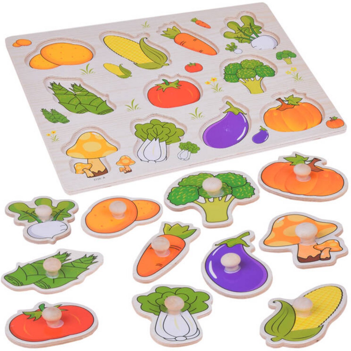 Groente - Houten puzzels voor kinderen 1 jaar / 2 jaar / 3 jaar - Educatief speelgoed - Cadeau jongen / meisje - Baby / Dreumes / Peuter - Traktatie - Uitdeelcadeaus