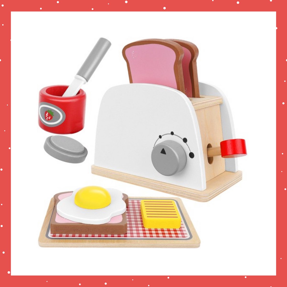 Houten Ontbijtset – Inclusief Broodrooster - Accessoires & Speelvoedsel – Educatief Rollenspel – Kinderspeelgoed - Teedz - Cadeau - Ontwikkiling - Duurzaam - Hout