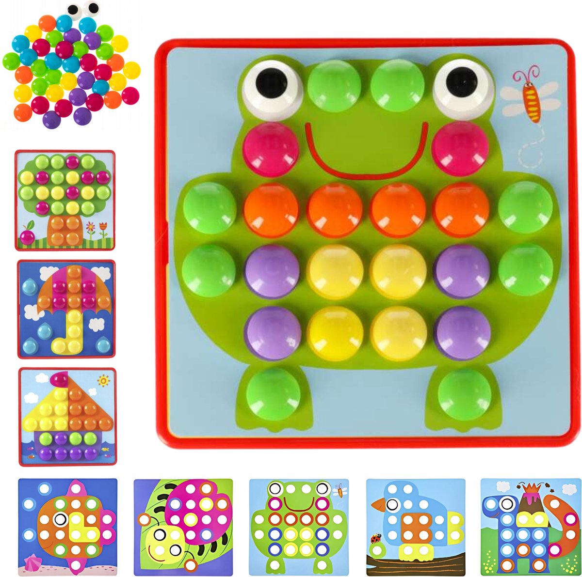 Teedz - Educatieve Knopjespuzzel - Kleurrijk Speelgoed voor Kinderen - Vanaf 2 jaar - Educatief - Motoriek