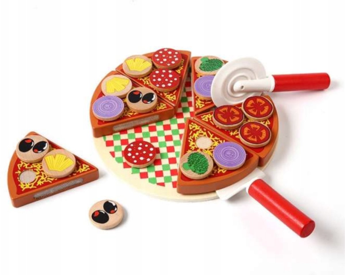 Teedz - Kinder pizza - Houtenpizza - 27 stukken - Educatief - Cadeau - Speelset
