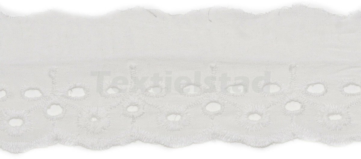 Broderiekant 49mm katoen wit - Textielstad