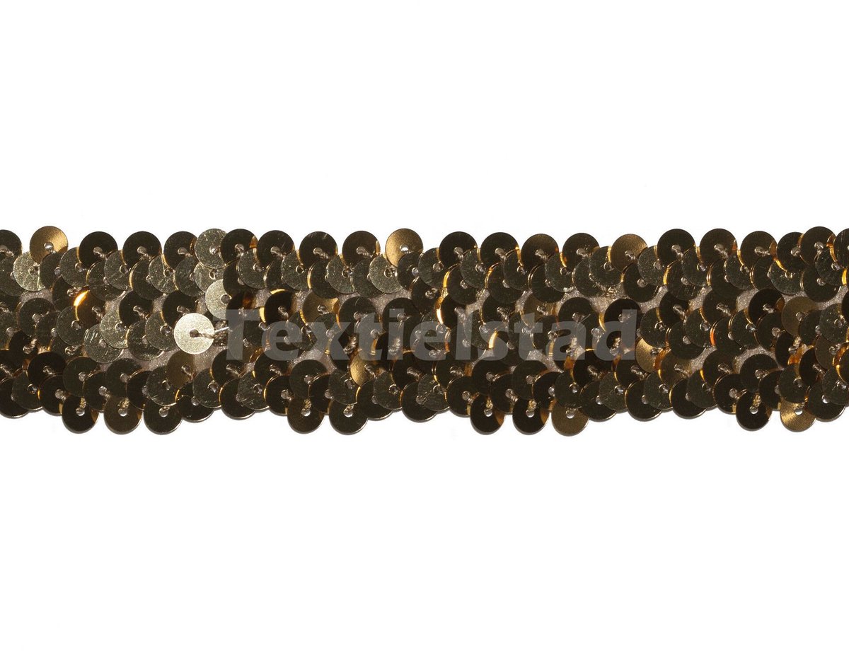 Pailettenboord elast 30mm goud - Textielstad