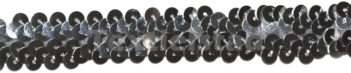 Paillettenboord 20mm elastisch zilver - Textielstad