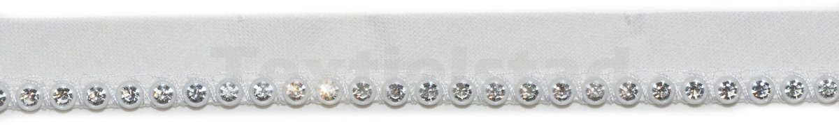 Strass Paspel 15mm 1 rij wit - Paspelband of Piping - 1,5cm breed - Textielstad