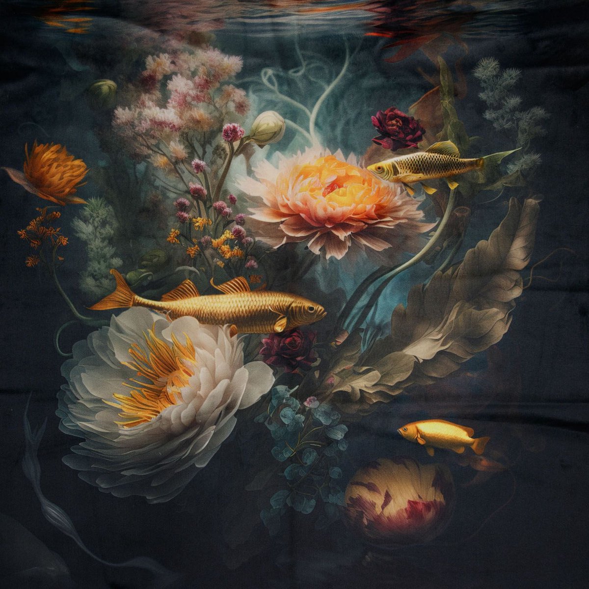 Textielstad Meubelstoffen - Velours Paneel Koi 48x48cm - Velours stof - Koi Karp - Stof per meter