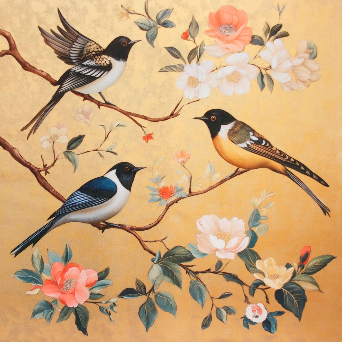 Textielstad Stoffen - Velours Paneel Burds 48x48cm - Velours stof - Bospers