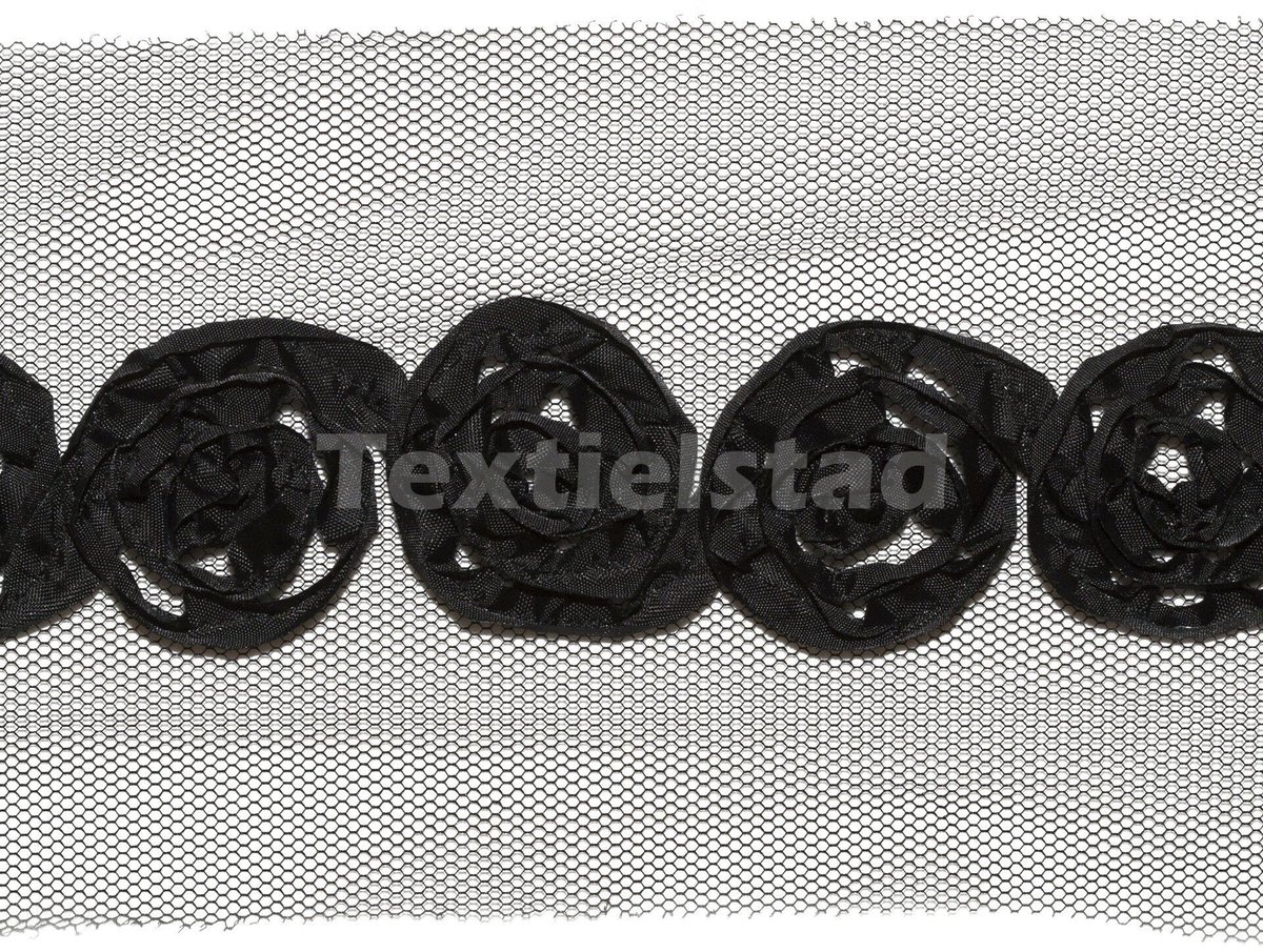 Tuleband Ornament 30mm zwart - Kantband - Textielstad