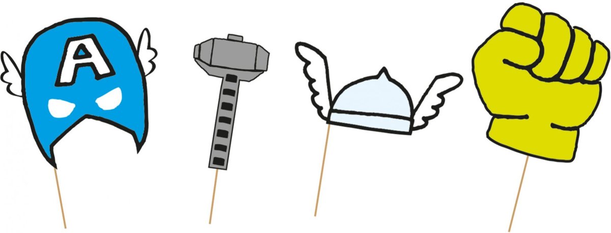 6 kartonnen Avengers™ photobooth accessoires - Feestdecoratievoorwerp