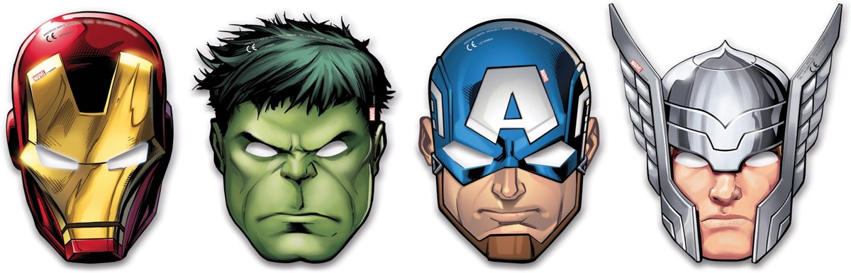 6 kartonnen Mighty Avengers™ maskers - Verkleedmasker