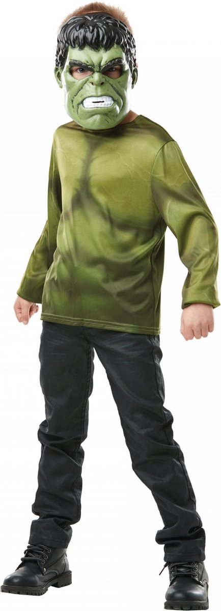 Hulk™ t-shirt met masker voor kinderen - Verkleedkleding