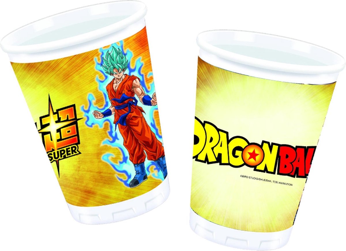 10 Dragon Ball Super™ plastic bekers - Feestdecoratievoorwerp