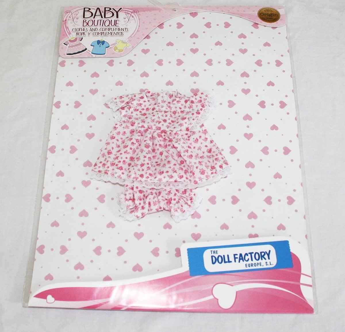 The Doll Factory Roze Gebloemd Jurkje 24 cm