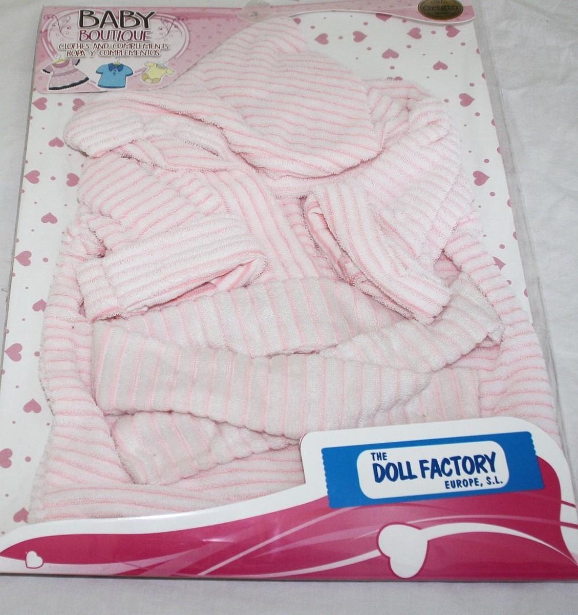 The Doll Factory Roze-Witte Badjas 52 cm