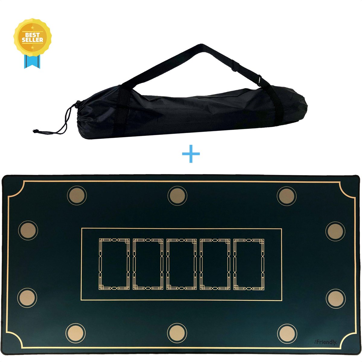 Luxe   Kleed Inclusief Pokerkaarten - Oprolbaar Antislip Pokerkleed en Pokermat - 2 tot 10 Spelers - Poker Speelmat -  Kaartkleed - Geschikt voor Eettafel - 60 x 120cm