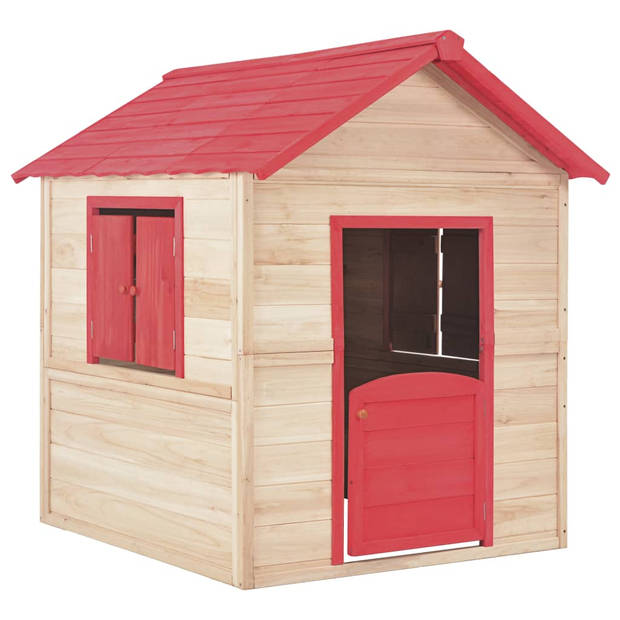 The Living Store Houten Speelhuis - Rood en Naturel - 107 x 128 x 128 cm - Met 2 Ramen