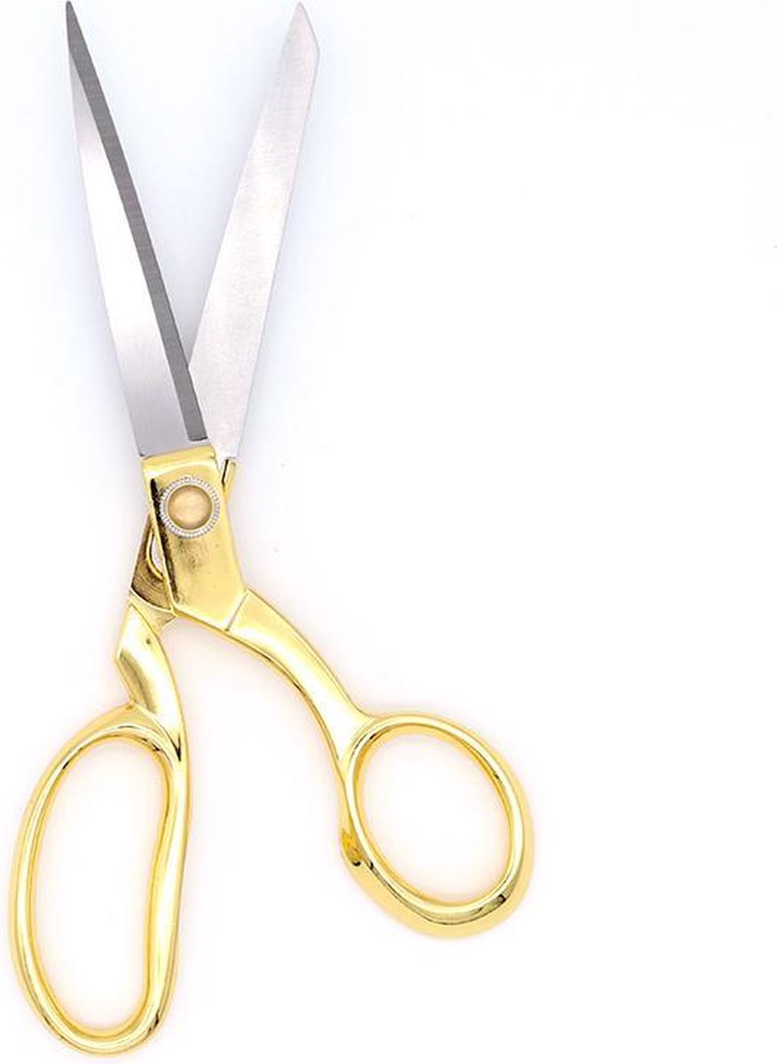   Vintage grote schaar 216 mm met goudkleurige greep
