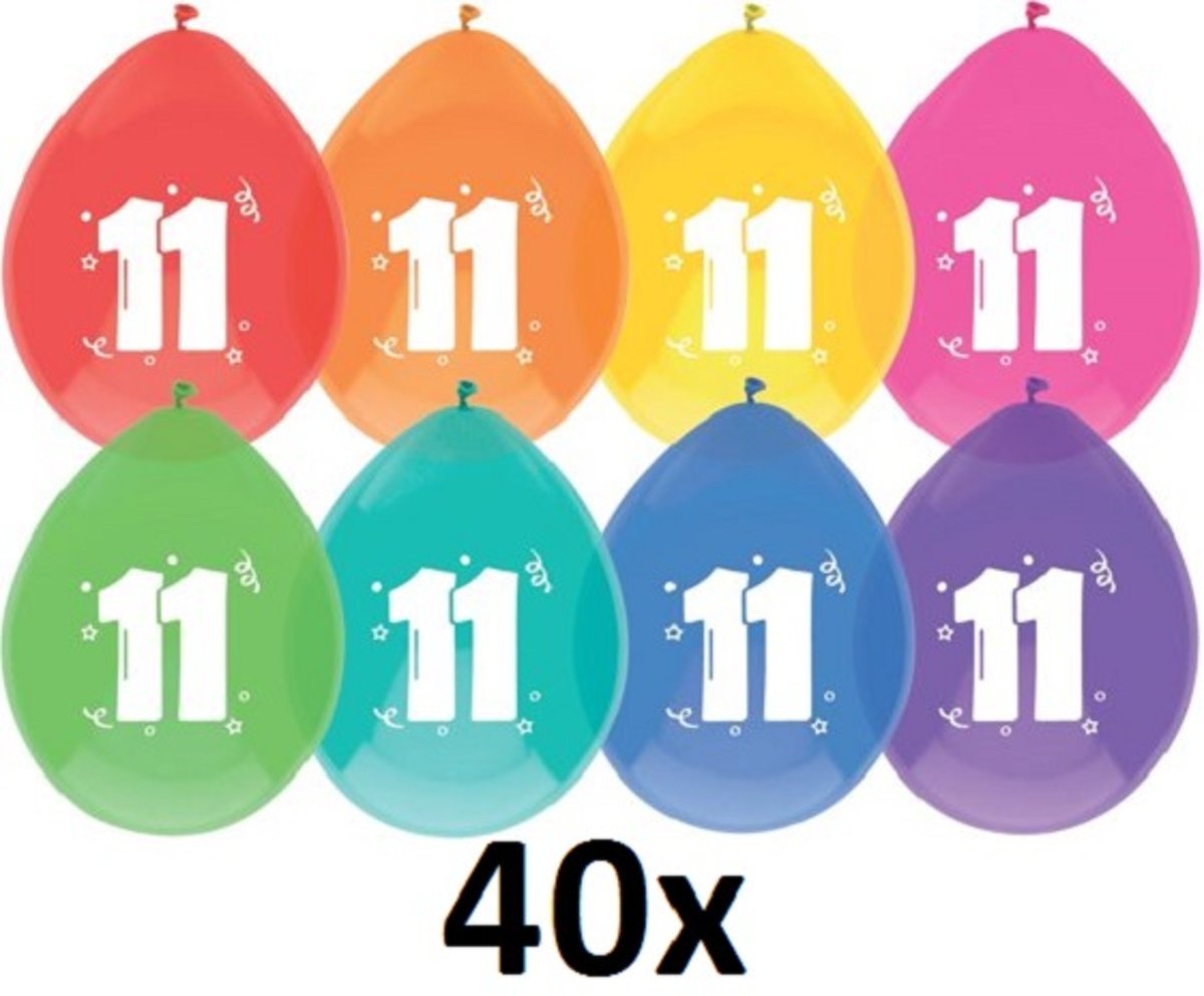 40 x Ballonnen - 11 jaar - assorti kleuren