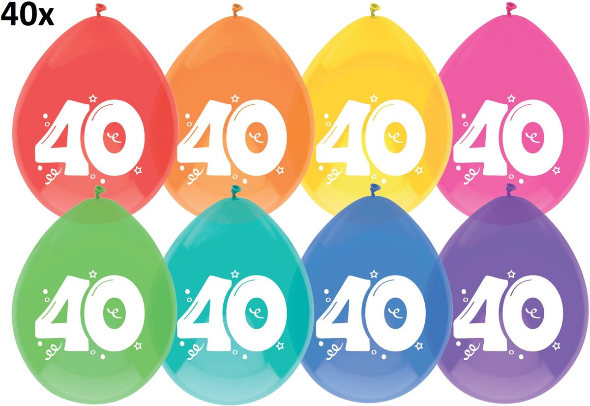 40 x Ballonnen - 40 jaar - multi/wit