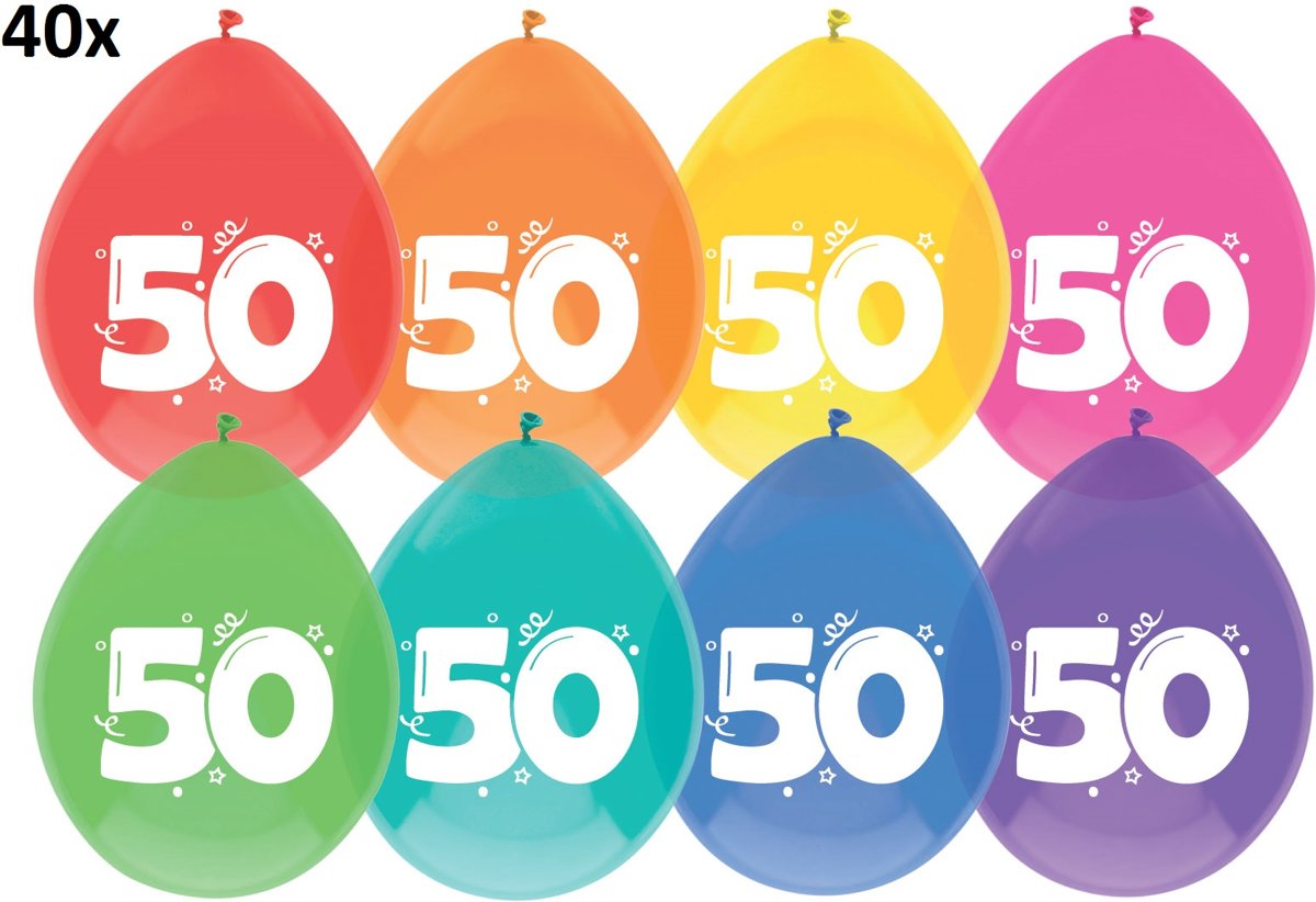 40 x Ballonnen 50 jaar multicolor