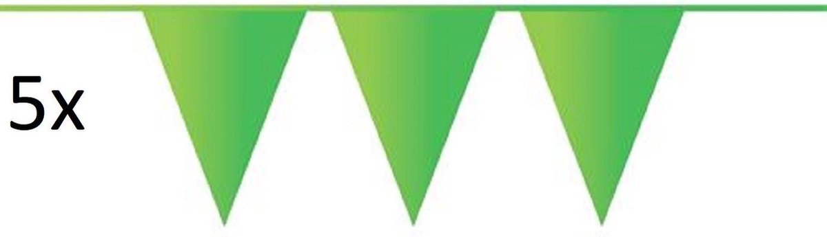 5x vlaggenlijn - neon groen - 10 meter