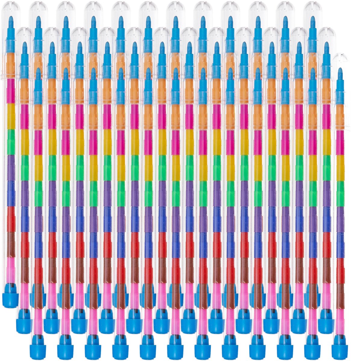 36 Kleurpotloden met 11 Veelkleurige Stapelbare Wisselpunten voor Kinderen - Kinderfeestjes, Verjaardagen, Uitdeelcadeautjes, Traktaties