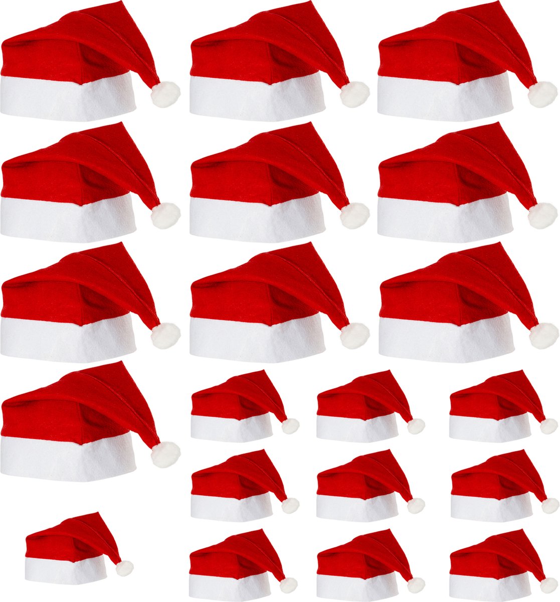 THE TWIDDLERS - 20 Kerstmutsen - Kerst- Perfect en leuk accessoire en kostuum voor kinderen en volwassenen voor kerstfeestjes - Kerstversiering