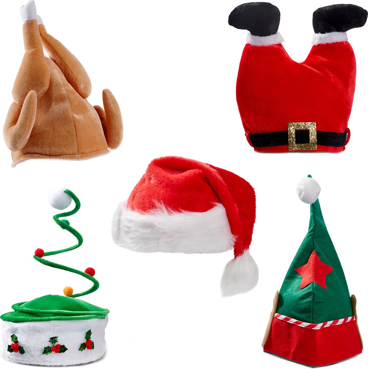 THE TWIDDLERS 5 Grappige Kersthoed, Kerstmutsen voor Kinderen en Volwassenen - Verkleedkleding, Kostuums voor Kerstdiners en -Feesten
