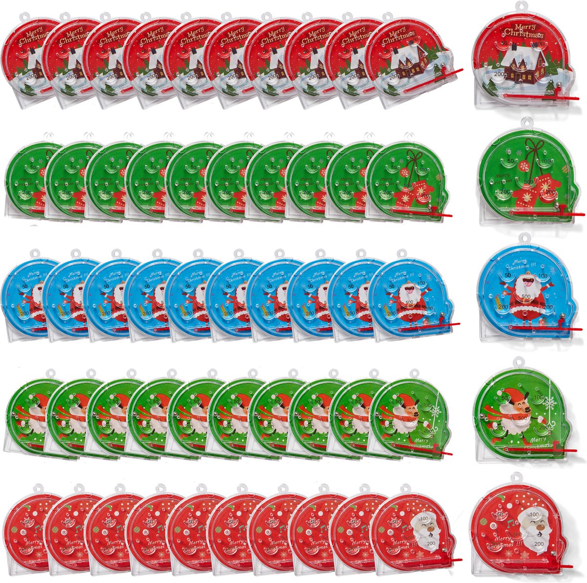 THE TWIDDLERS 50 Mini Kerst Flipperkast Speelgoed voor Kinderen, Jongens en Meisjes - Kinderfeestjes, Verjaardagen, Adventskalenders, Traktaties, Uitdeelzakjes, Kerstsok Vuller