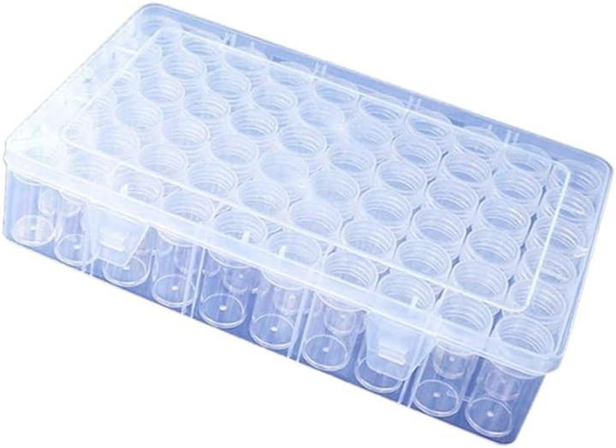   - Doorzichtige opbergdoos voor kralen en sieradenorganisatie met 60 compartimenten - Inclusief deksels en stickers - Ideaal voor sieraden, nagels en borduurwerk - Plastic materiaal