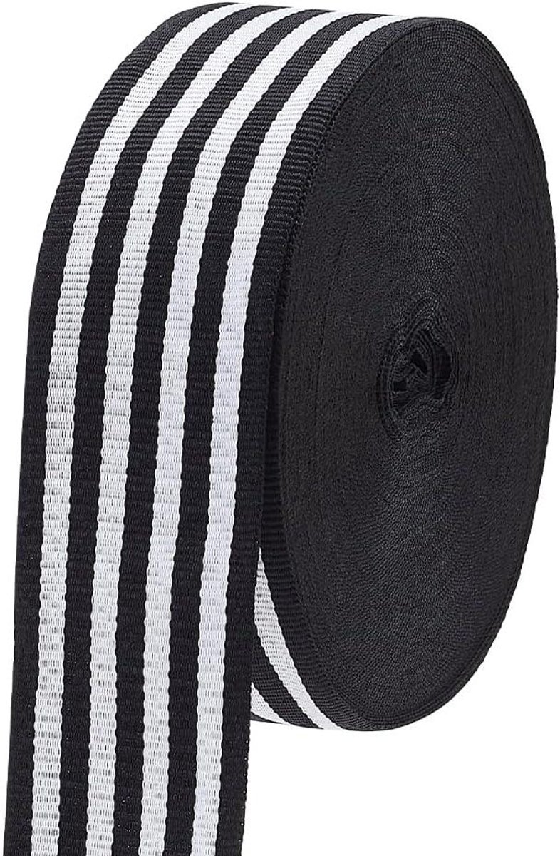 TheLau - Gestreept lint zwart wit 22,86 m - Ripslint 3,9 cm breed - Cadeauverpakkingen decoraties kunsthandwerk bruiloften Valentijnsdag.