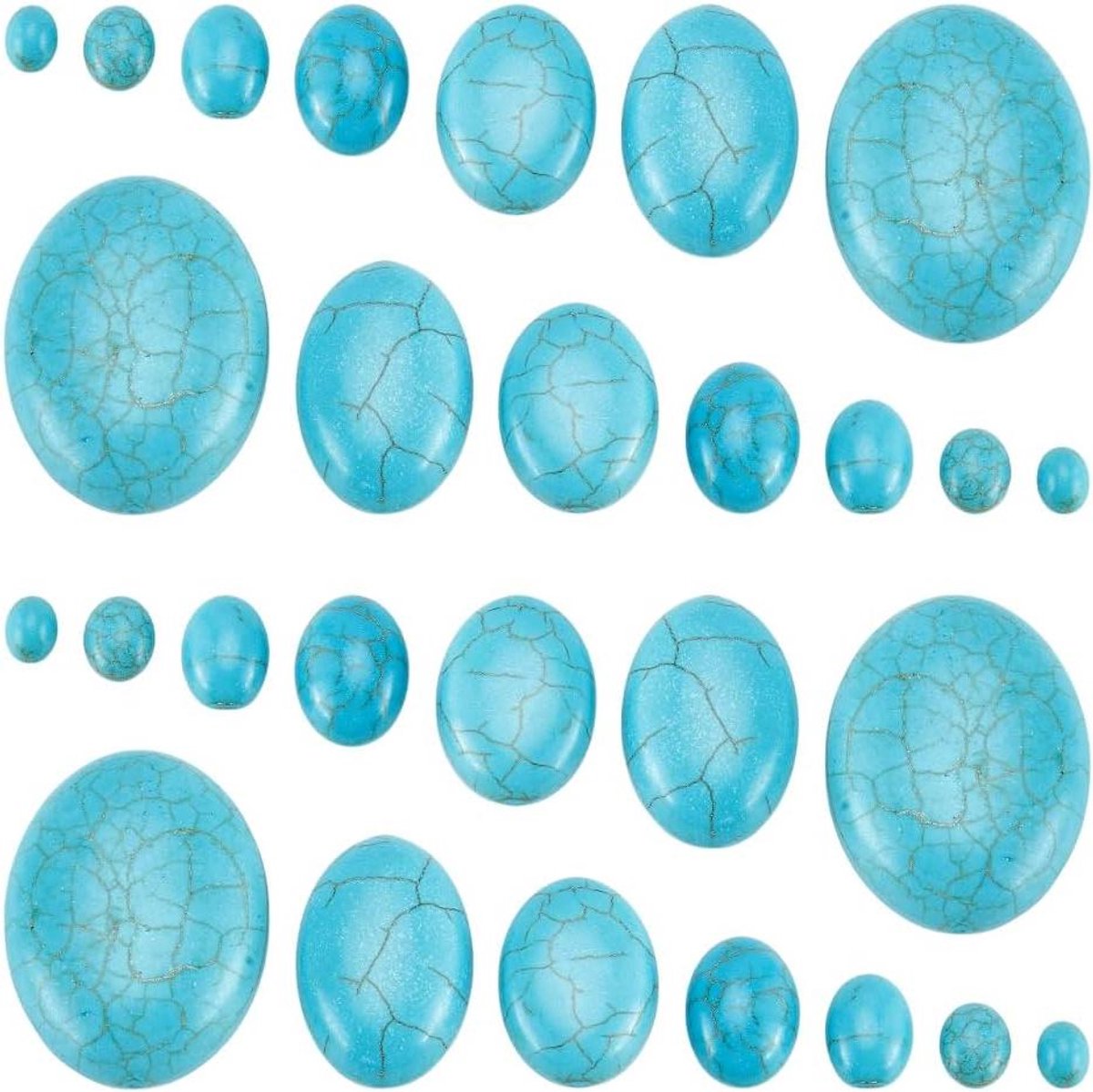 TheLau - Synthetische Turquoise Steen Cabochons Set van 84 Stuks voor Sieraden Maken