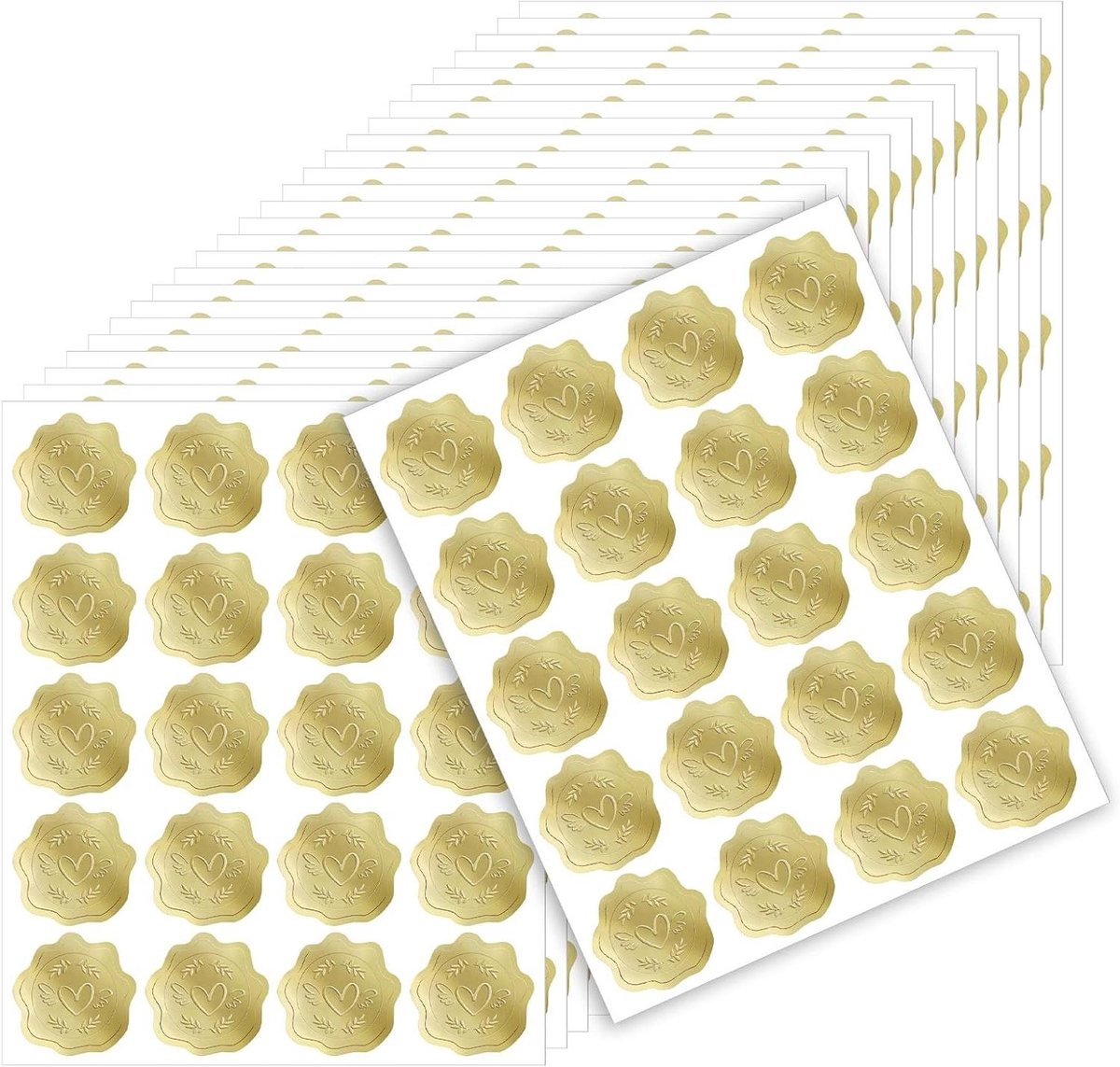 TheLau - Zelfklevende Goud Reliëf Lakzegel Stickers - 500 Stuks - Voor Huwelijksuitnodigingen en Wenskaarten