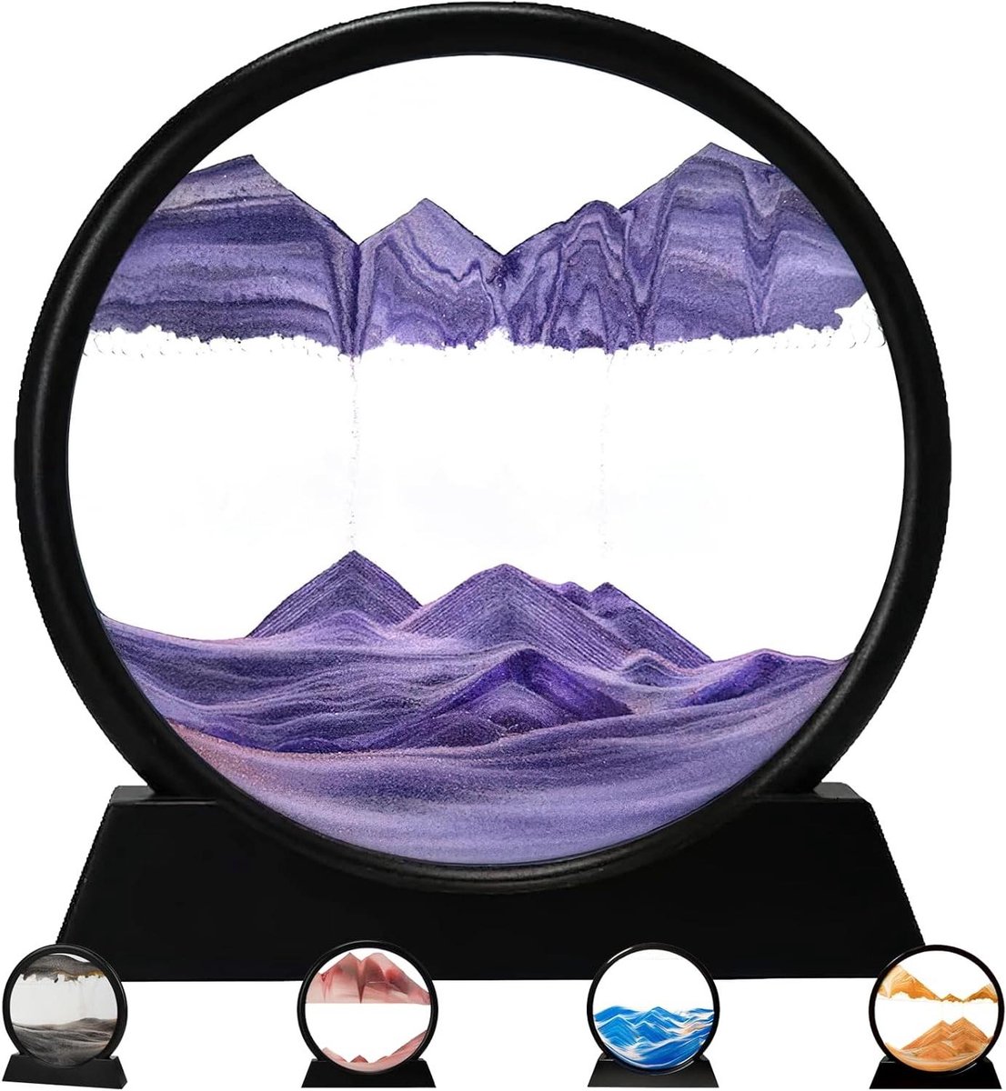 Thelau - - 3D   met Diepzeezandlandschap - Bewegende Zandkunst voor Kantoor en Woonkamer - Decoratieve Draaibare   als Geschenk - Esthetische Tafeldecoratie voor Volwassenen en Kinderen (Paars)