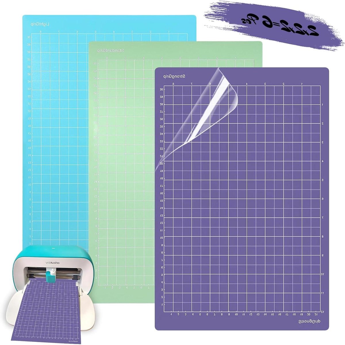 Thelau - - Snijmat Xtra 6 stuks voor snijmachine, reserve snijmat met spatel (standaardgreep, lichte grip, sterke grip)