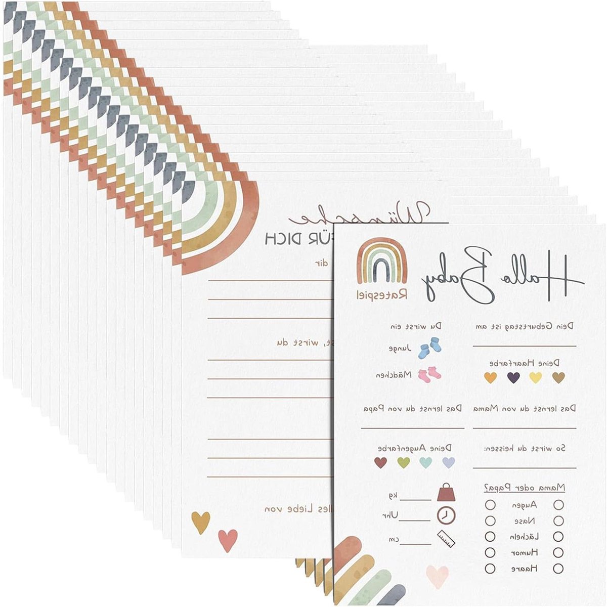 Thelau - 20 stuks raadspeelkaarten voor babyfeestjes, spelletjes genderreveal-party