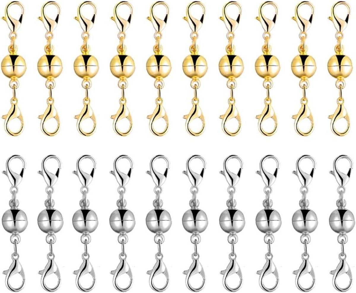 Thelau - 20 stuks sieradensluitingen voor doe-het-zelf kettingen en armbanden - Dubbele karabijnsluiting, vergrendeling in goud