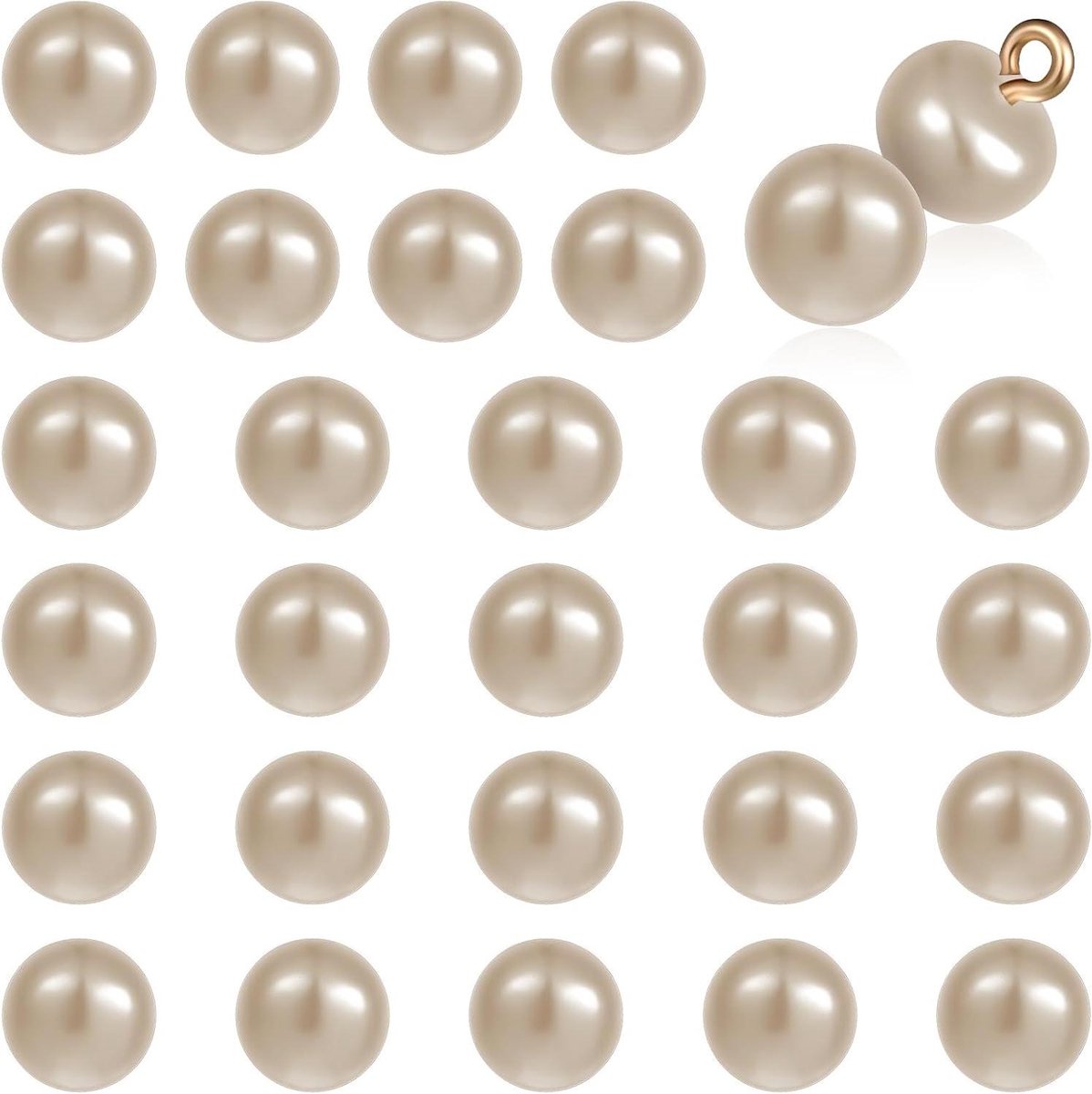 Thelau - 30 stuks parelmoerknopen voor kleding - champagne goud - 10 mm - ronde naai-parelmoerknopen - 2,3 mm gat - decoratieve parelknop - schacht voor jurken - doe-het-zelf knutselwerk