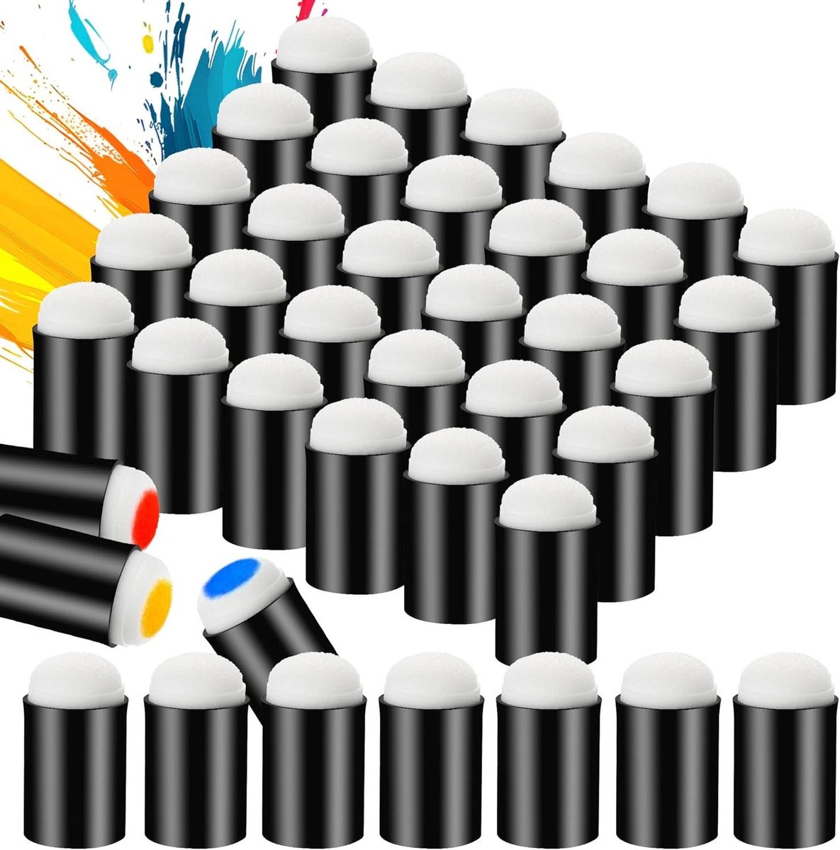 Thelau - 40-delige Vinger- en Schilderspons Set voor Kunstschilderen - Zwart