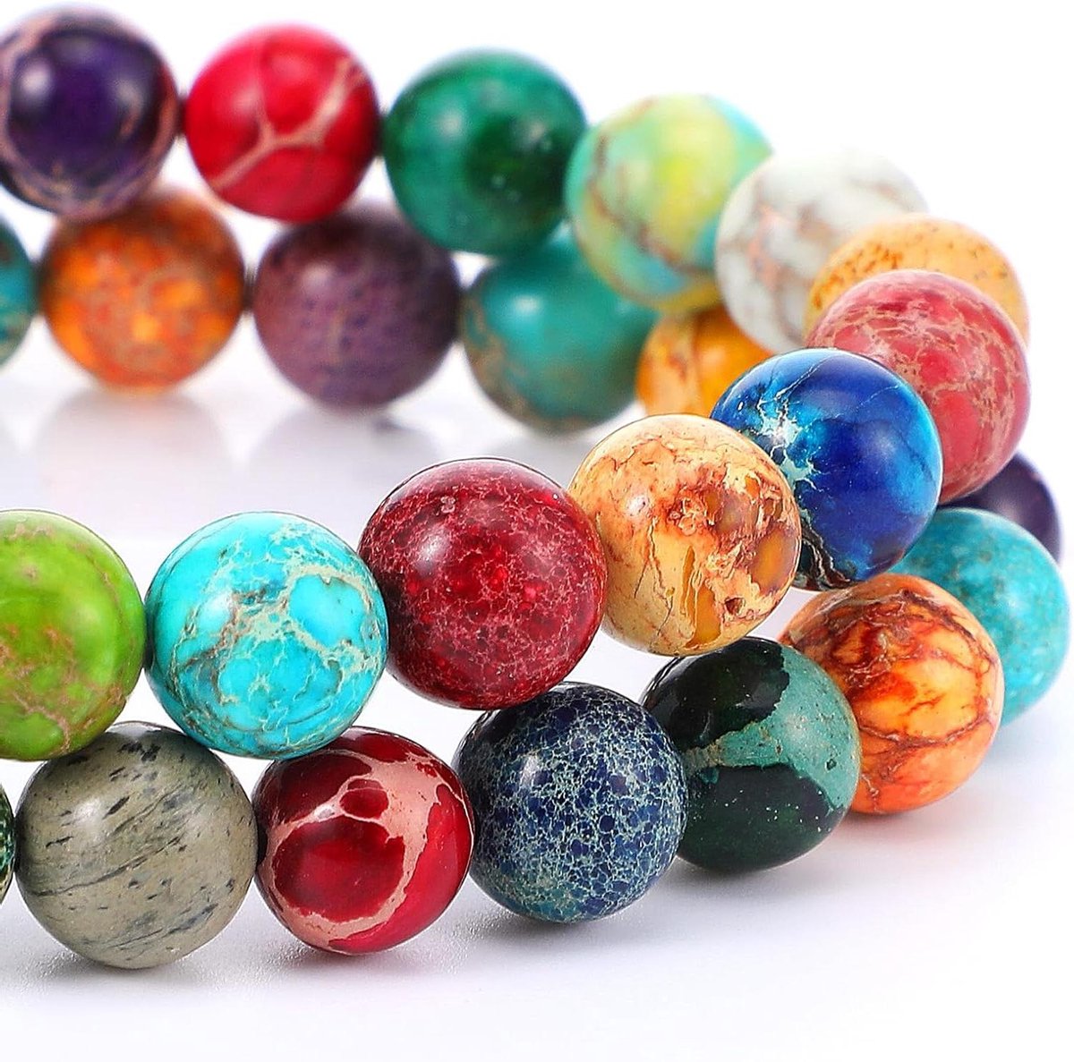 Thelau - 45-47 stuks blauw paarse jaspis kralen 8 mm - Natuurlijke zee sediment kralen voor sieraden maken