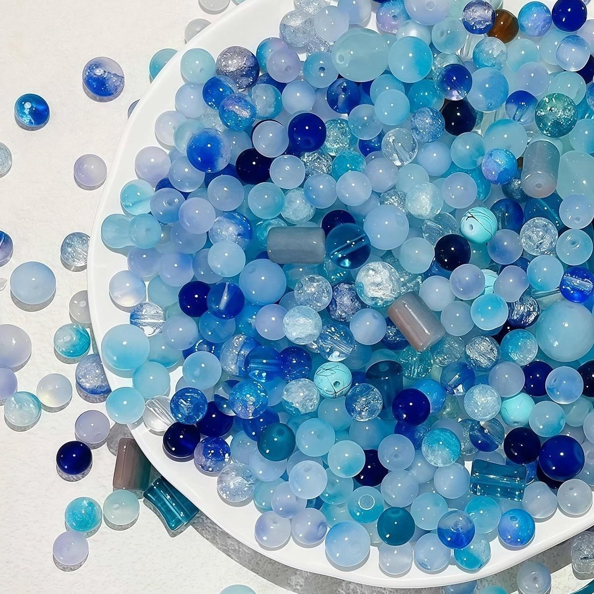 Thelau - 550 stuks blauwe glazen kralen - 8mm ronde kristallen kraal - lampwork glas - sieraden maken - armbanden kettingen oorbellen - blauw - decoratie