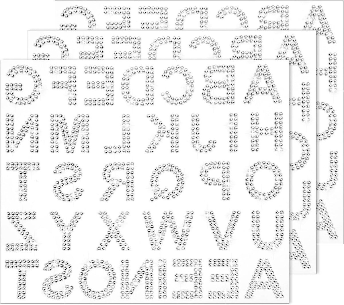 Thelau - 78 stuks zilveren flash letterstickers - zelfklevende waterdichte acryl stickers