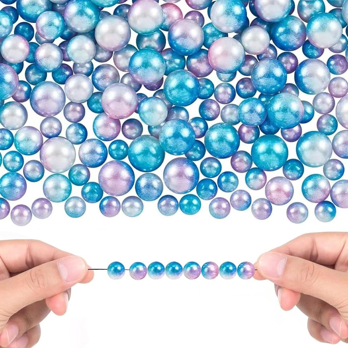 Thelau - Acryl Kralen zonder Gat, Blauw - Set van 2 Maten, Nail Art, Bruiloft Decor, Sieraden Maken.