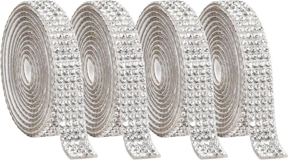 Thelau - Decoratie lint met zelfklevende strass diamanten - Creatieve DIY decoratie - 4 rollen