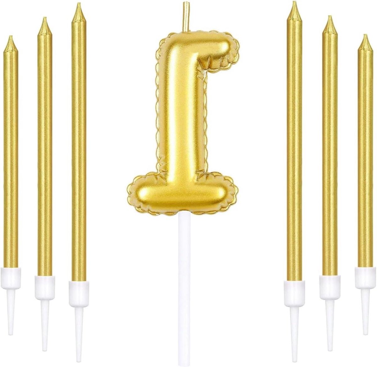 Thelau - Gouden verjaardagskaarsen set - 1e verjaardag decoratie, Happy Birthday taartkaarsen - bruiloft en feest accessoires - Feestdecoratiebord