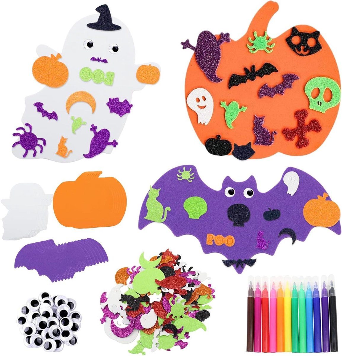 Thelau - Halloween knutselen voor kinderen - Set van 24 pompoen-schuimstickers
