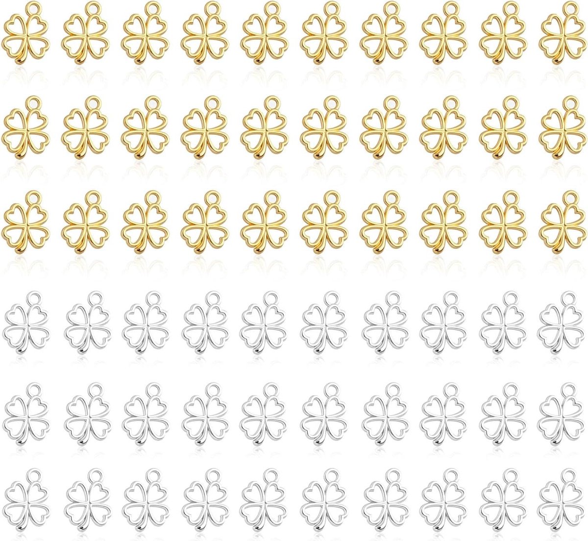 Thelau - Klaverblad hangers - 100 stuks, geluksbrenger voor sieraden - DIY ketting- en sleutelhangers