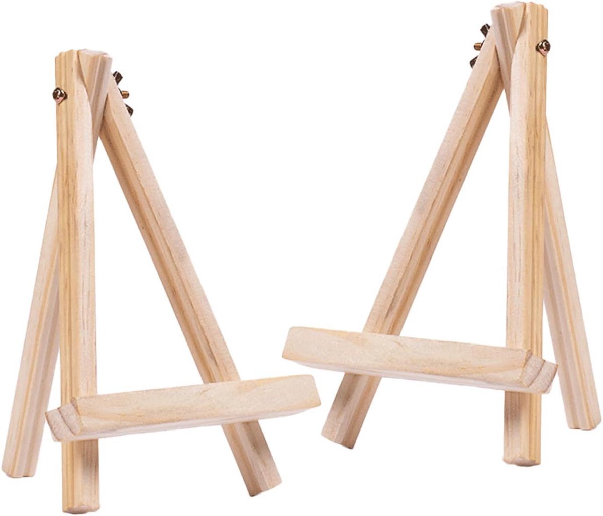 Thelau - Mini houten schildersezel voor fotos en schilderwerk - inklapbaar en compact - 18 x 24 cm - set van 2