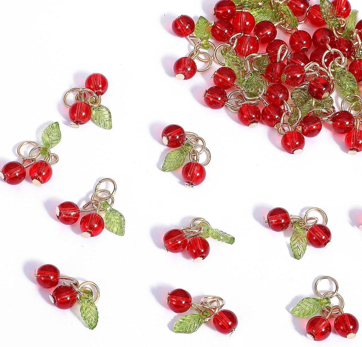 Thelau - Mini rode kersenbedels - 30 stuks voor sieraden maken - Armbanden, kettingen, oorbellen - DIY