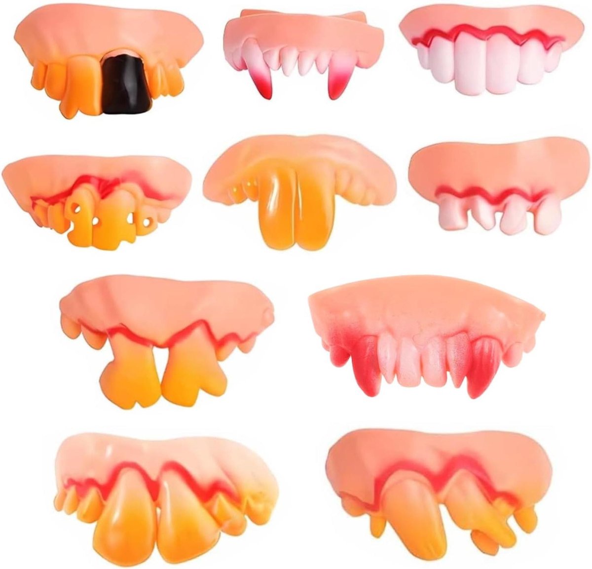 Thelau - Neptanden Set - voor Halloween, cosplay en grappige pranks - 10-delige kunstgebitten in diverse stijlen